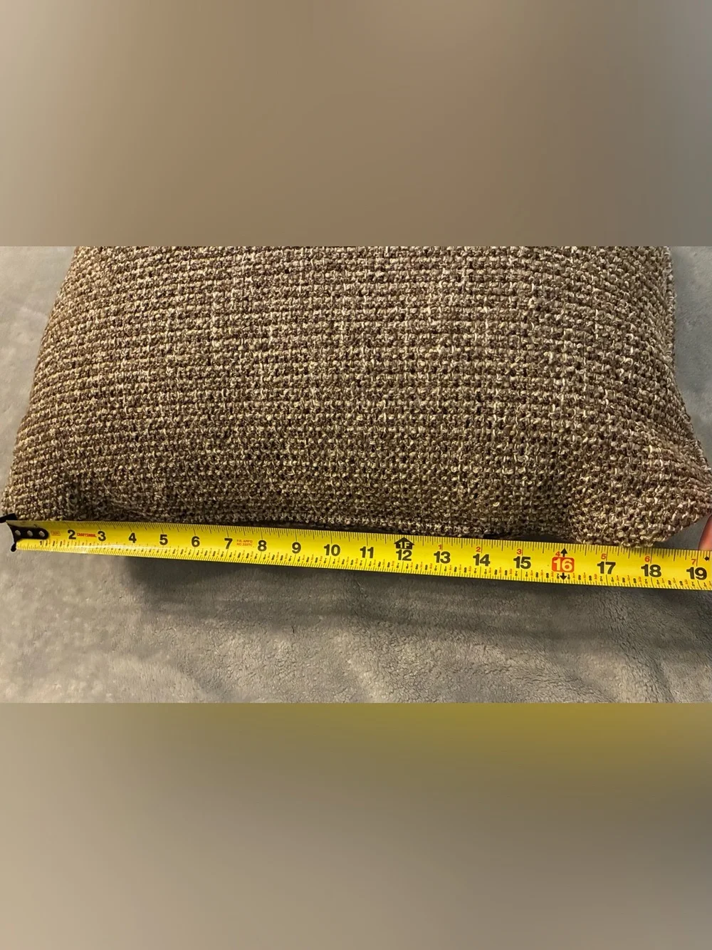 Neutral Brown Square Shaped Woven Throw Pillow - 19 X 19 - Heavy Thick Fabric